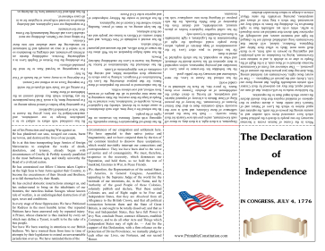 Declaration Of Independence Foldable Booklet Founding Document