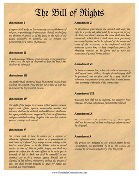 Bill Of Rights Parchment Founding Document