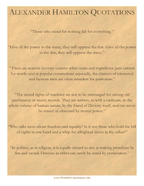 Alexander Hamilton Quotations Founding Document