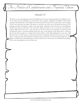 Articles Of Confederation Article IV Founding Document
