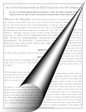 Articles Of Confederation Large Print Founding Document