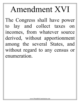 Large Print Amendment XVI Founding Document