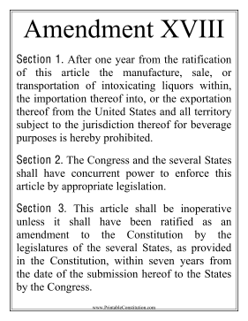 Large Print Amendment XVIII Founding Document