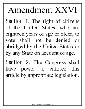 Large Print Amendment XXVI Founding Document